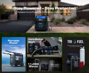DuroMax XP11,000iHT Watt Portable Tri Fuel Inverter Generator - Quiet, Low THD