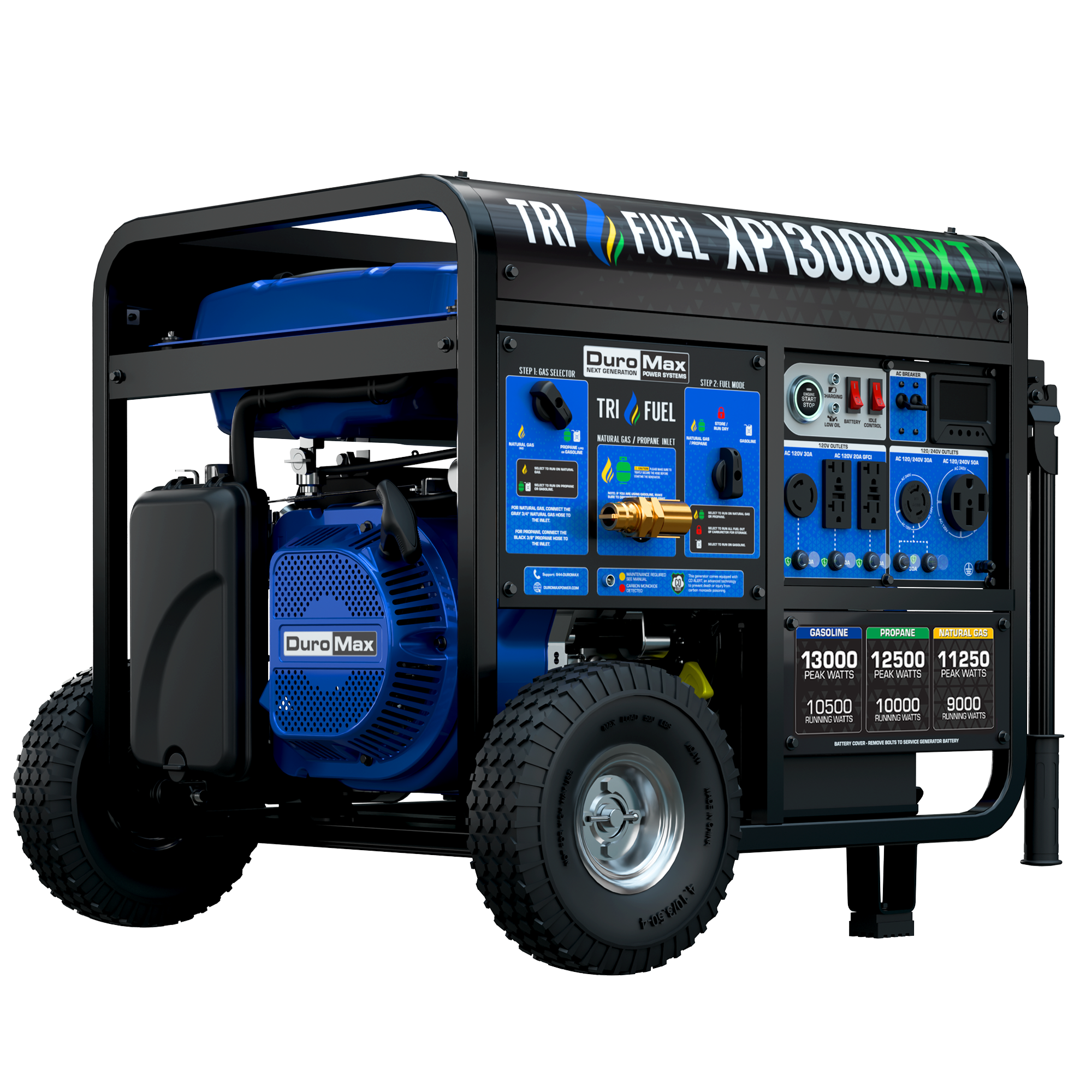 DuroMax XP13,000HXT Watt Electric Start Tri Fuel Portable Generator