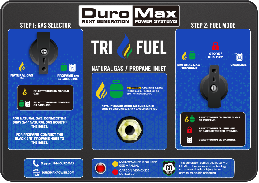 DuroMax XP13,000HXT Watt Electric Start Tri Fuel Portable Generator