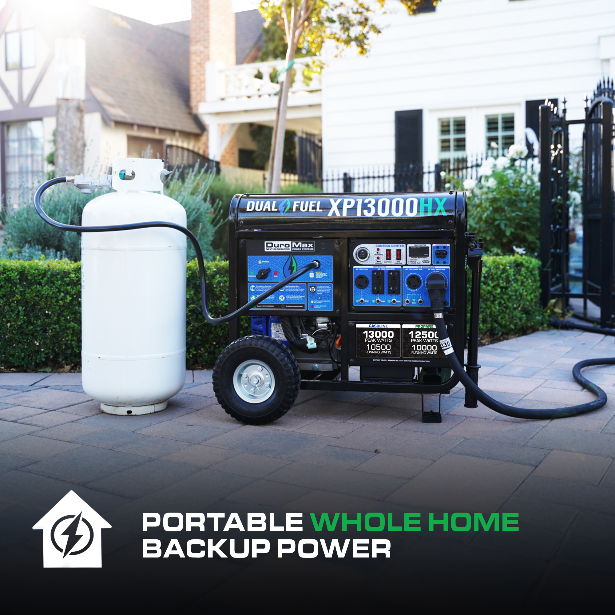 DuroMax XP13,000HX Watt Dual Fuel Portable HX Generator w/ CO Alert