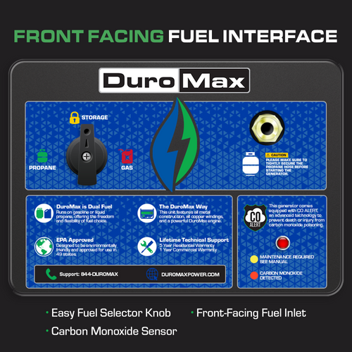 DuroMax XP13,000HX Watt Dual Fuel Portable HX Generator w/ CO Alert