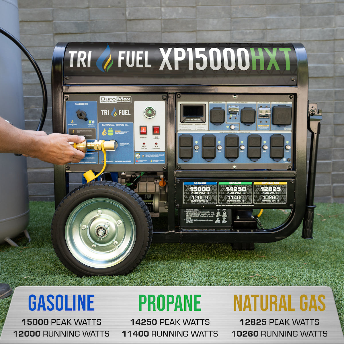 DuroMax XP15,000HXT Watt Electric Start Tri Fuel Portable Generator