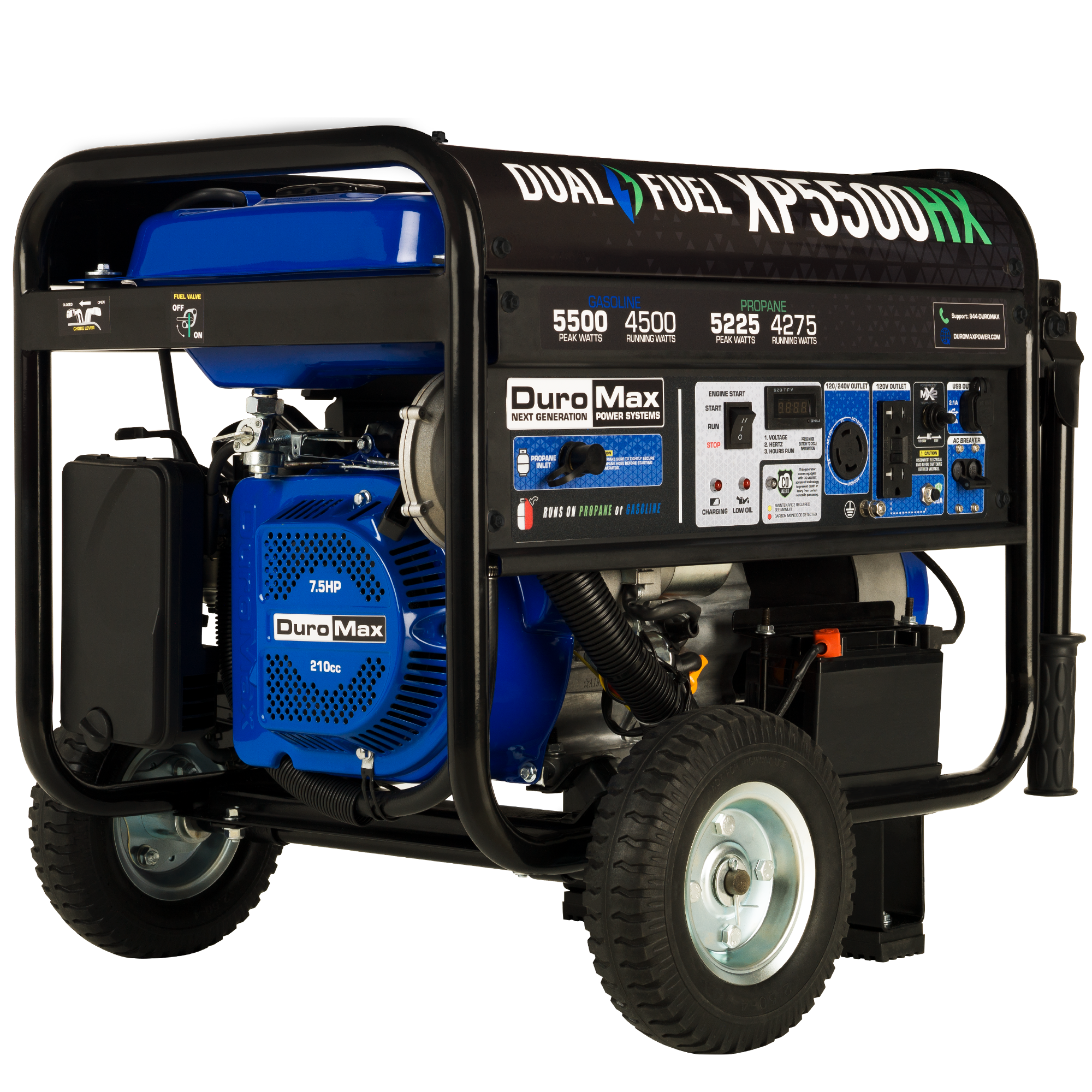 DuroMax XP5,500HX Watt Dual Fuel Portable HX Generator w/ CO Alert