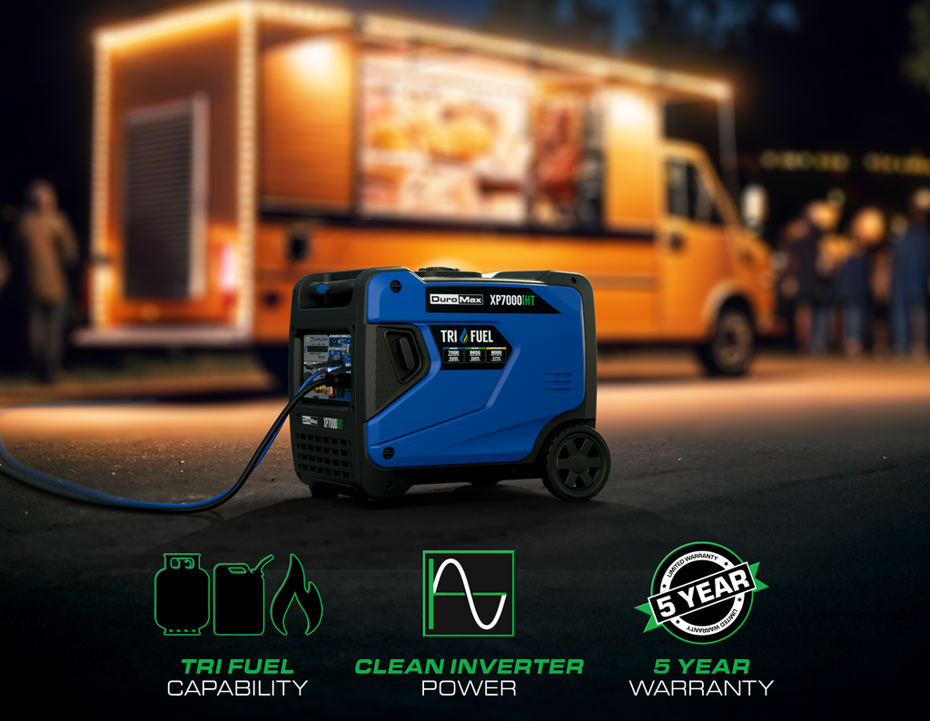 DuroMax XP7,000iHT Watt Portable Tri Fuel Inverter Generator - Quiet, Low THD