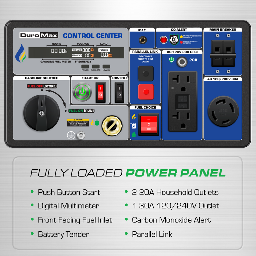 DuroMax XP7,000iHT Watt Portable Tri Fuel Inverter Generator - Quiet, Low THD