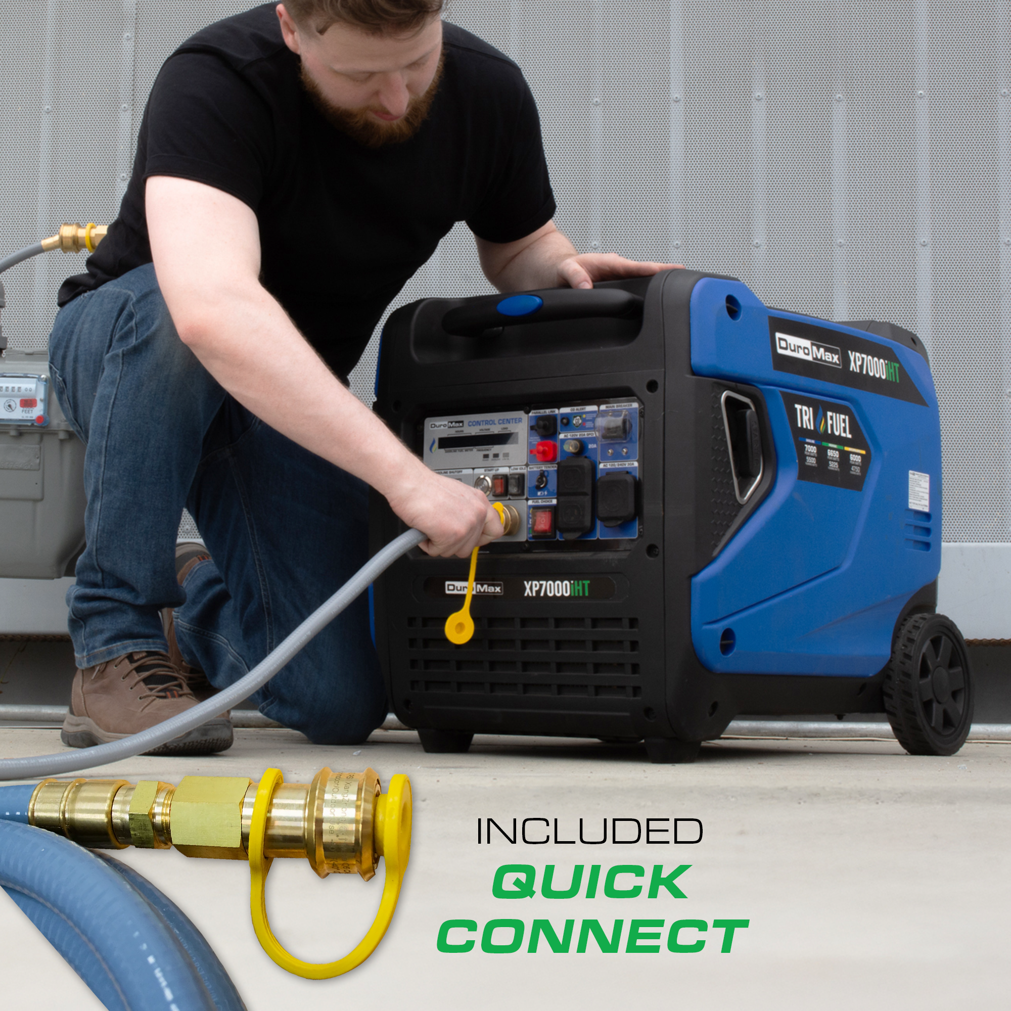 DuroMax XP7,000iHT Watt Portable Tri Fuel Inverter Generator - Quiet, Low THD